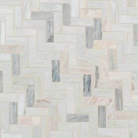 Msi Angora Herringbone 12 In. X 12 In. X 10 Mm Polished Marble Mesh-Mounted Mosaic Tile, 10PK ZOR-MD-0199